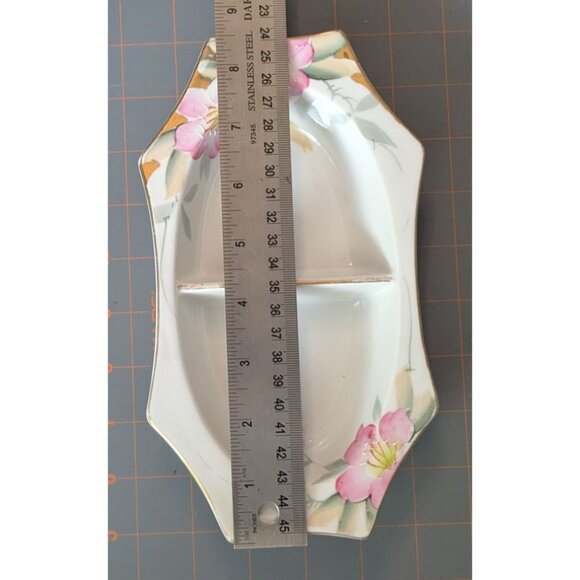 Noritake Azalea 2-Part & oval Relish Dish 8 1/4" Porcelain Floral - Picture 14 of 16